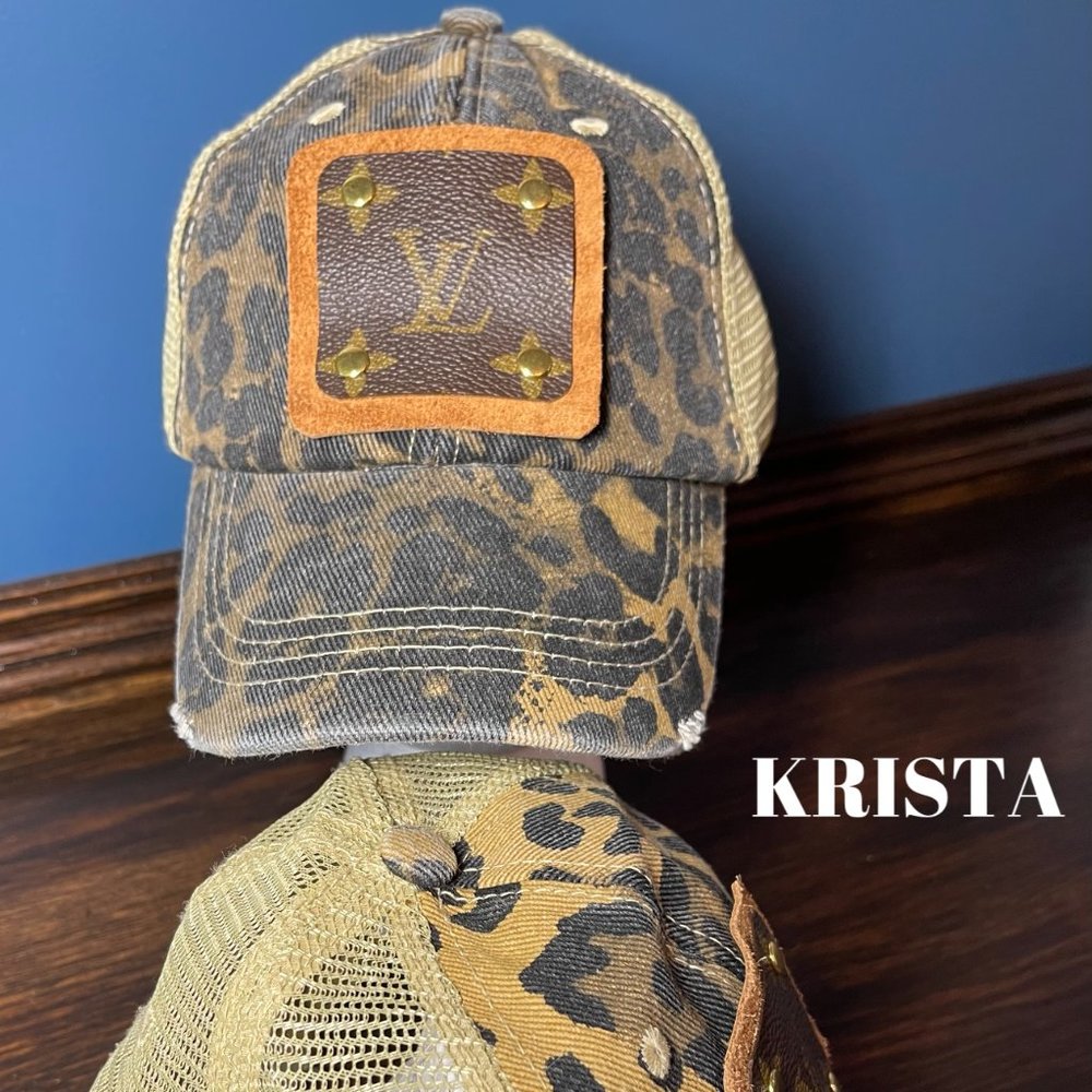 Upcycled Luxury leopard trucker hat